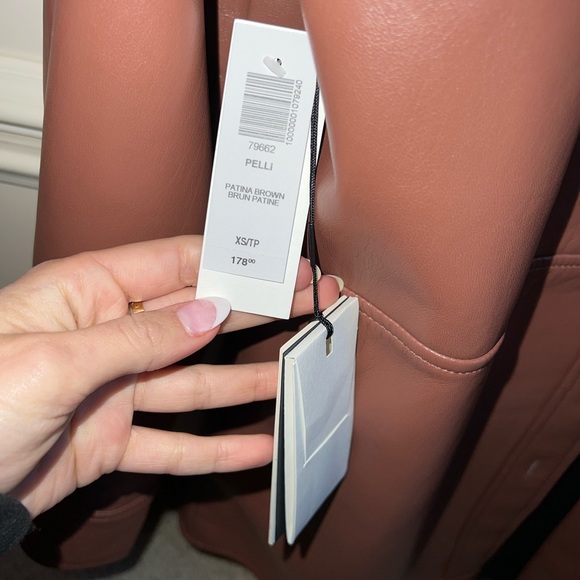 Aritzia Babaton Pelli Shirt Jacket - Brown Leather NWT - Picture 7 of 8